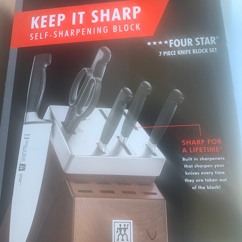 NEW, UNOPENED 7-pc, ZWILLING Knife block set, acacia